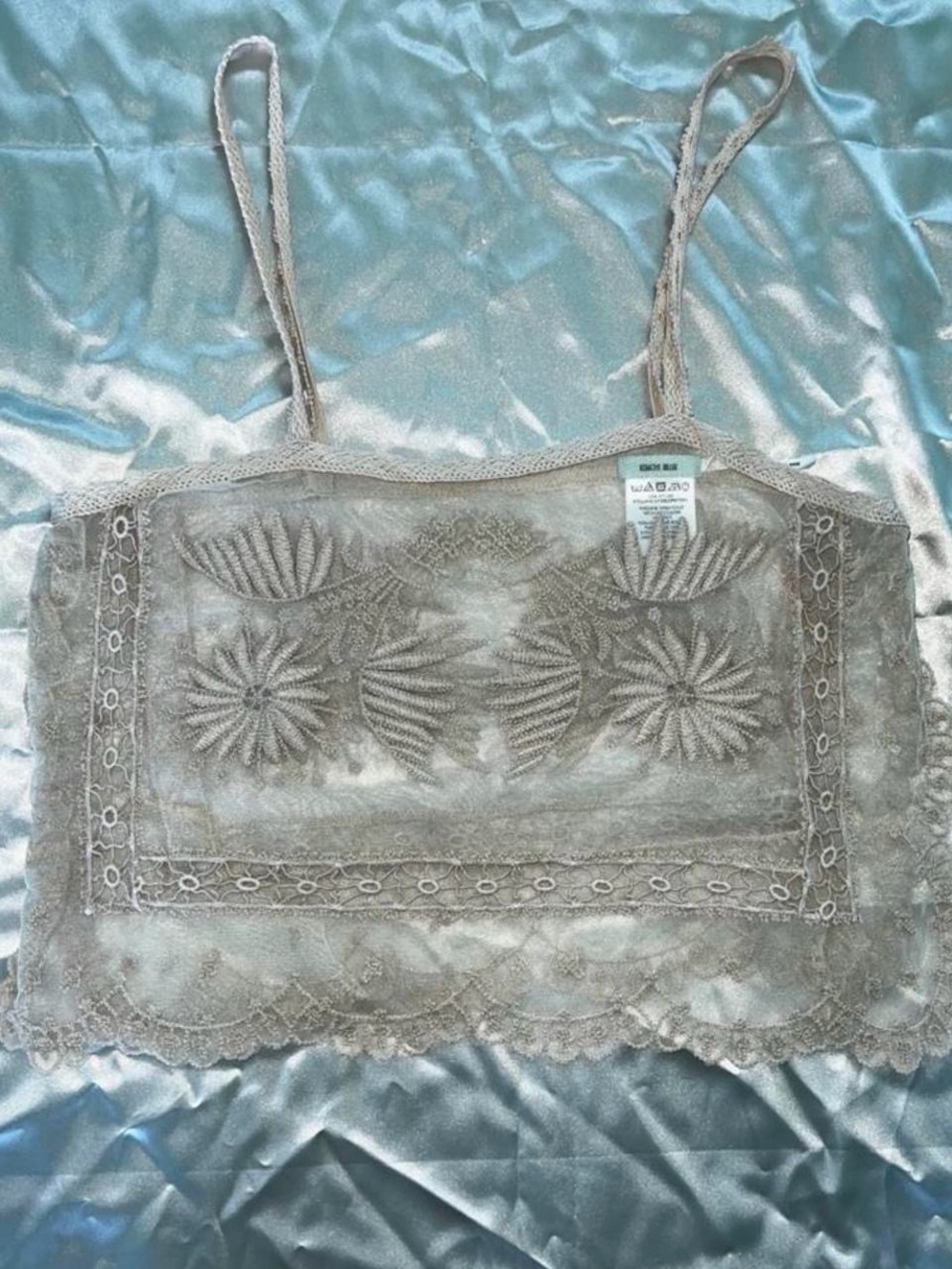 Urban Outfitters Lace Embroidered Sheer Cami - Taupe